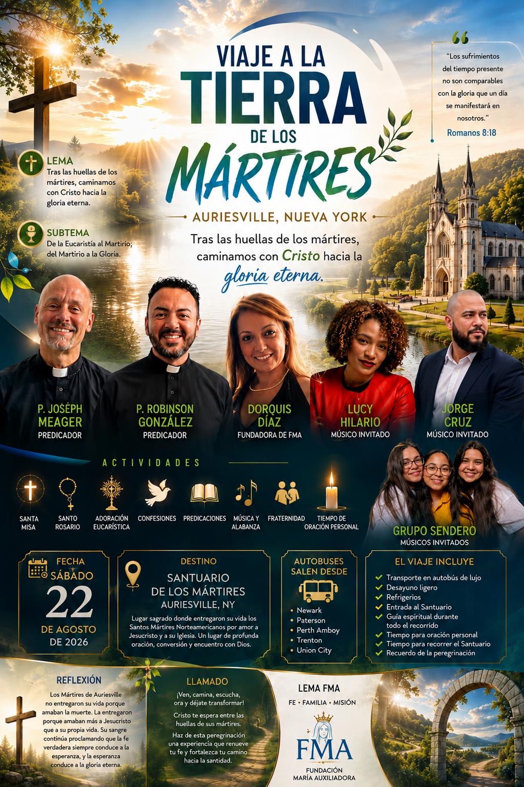 Viaje a la Tierra de los Mártires — Peregrinación al Santuario de los Mártires, Auriesville NY, 22 de agosto de 2026